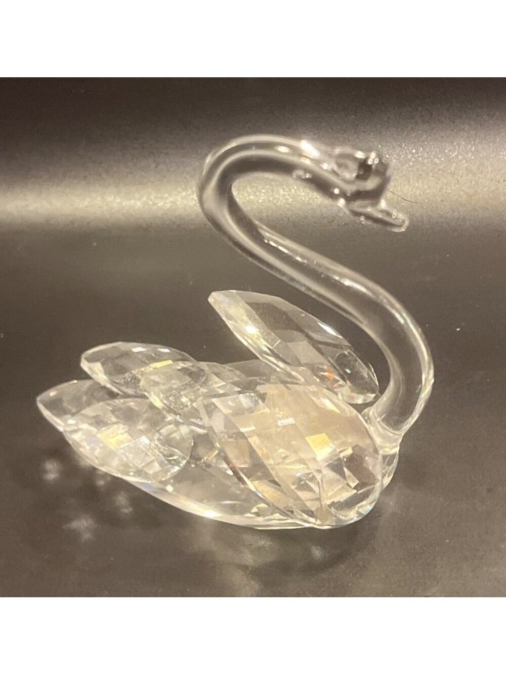 Vtg 4" Crystal Swan Figurine Elegant Glass Decor With Faceted Wings - Picture 2 of 4